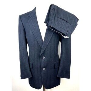 Vintage Christian Dior Monsieur Black Gray Pinstripe Suit 2pc Power Suit Wool 43